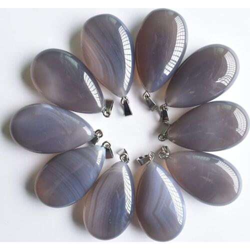 Wholesale 10pcs/lot 2020 fashion hot sale high quality natural grey onyx drop 25x40mm pendants Charms for making free shipping