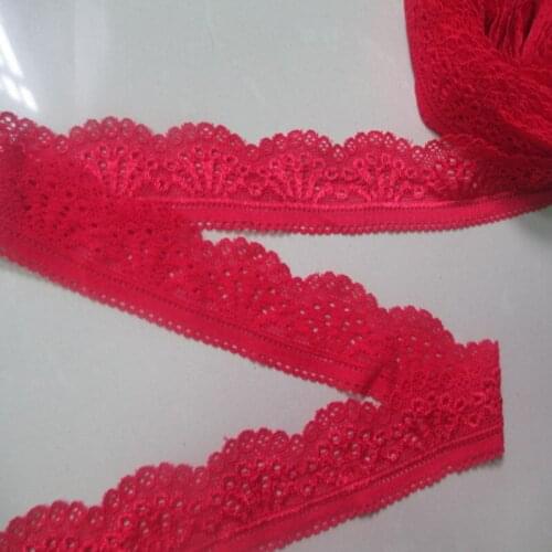 Wholesale beautiful red high quality stretch lace embroidery width 30 mm length 10 yards