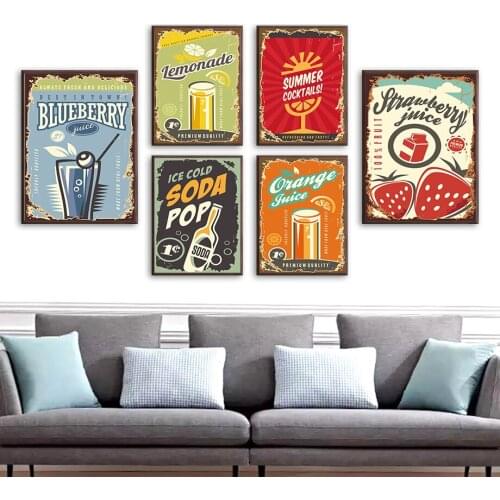 Drink Strawberry Bottle Beer Orange Cup Wall Art Canvas Painting Nordic Posters And Prints Wall Pictures For Living Room Decor