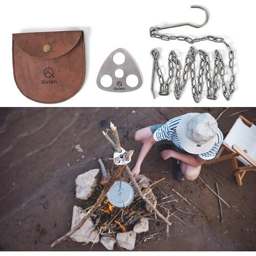 Outdoor Camping Triangle Hanging Pot Bracket Barbecue Portable Multifunctional Picnic Campfire Stainless Steel Ring Hook