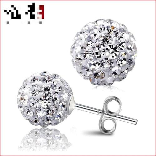 Full Rhinestone Ball Silver Plated Hypoallergenic Fashion Wild Earrings Sweet Romantic Valentines Day Gift Womens Accessories