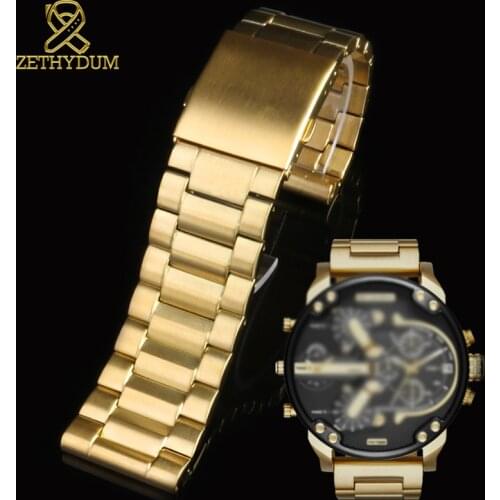 Gold color Stainless steel watchbands 24 26 28mm watch strap for DZ4209 DZ4215 DZ1844 DZ7333 DZ4344 solid metal watch band