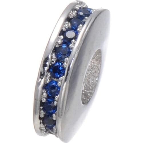 Rose Gold Copper Beads Micro Pave Clear/Blue Zirconia Round Rhinestone Spacer Beads 10mm For DIY Jewelry Making Bracelet