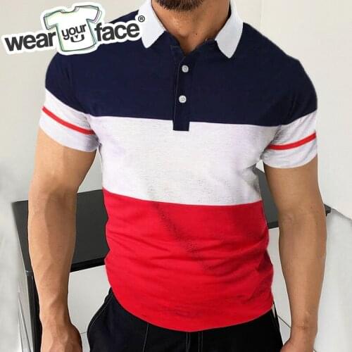 Solid Color Contrast 3D All Over Printed Button Up Polo Shirt Summer Streetwear Casual Short Sleeve Hipster Men Clothing