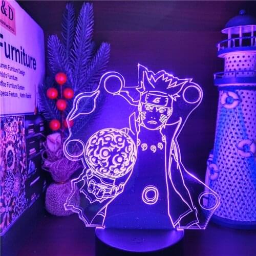 3D Lamp Naruto Rikudousennin Modo Uzumaki Naruto Anime Figrue LED Lampara Xmas Gifts Decoration Night Light Neon Manga Lights