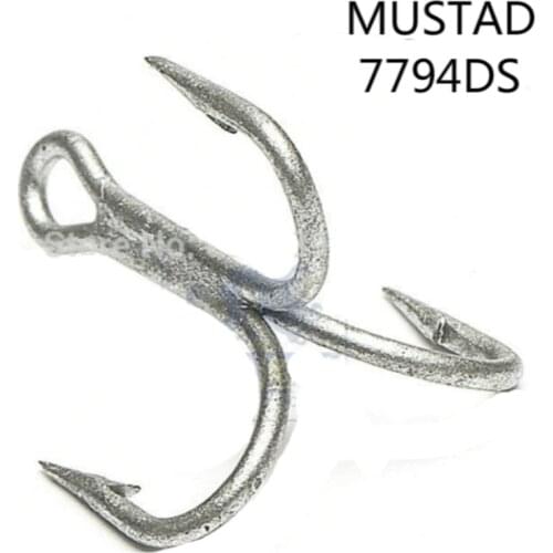 Mustad treble hooks high quality sea fishing hooks 7794-ds# 3xBold 3xstrengthen DACROMET treated super seawater 8 packs/lot
