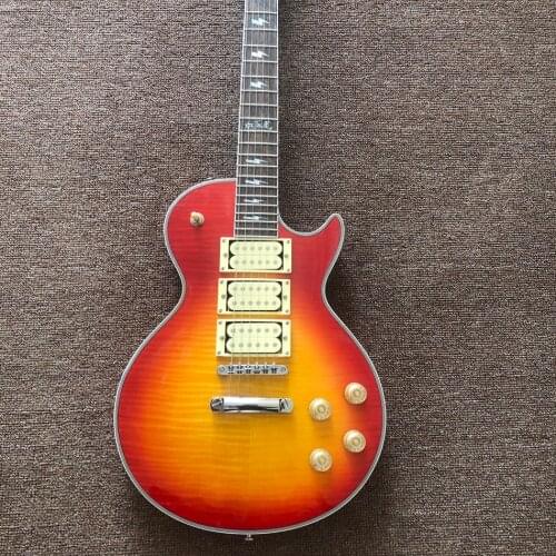 High Quality Electric Guitar,Triple Double Pickup,Cherry Burst Color,Maple Top, Free Shipping