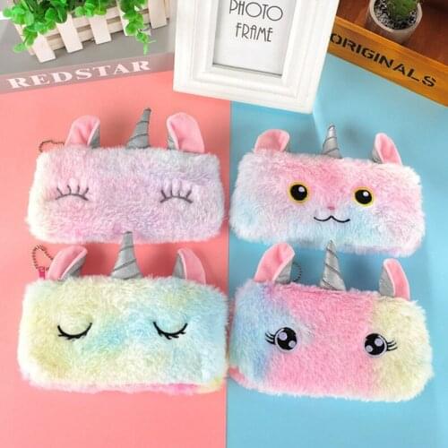 High Quality Unicorn Plush Pencil Case Personality Creative Large Capacity Pencil Case Stationery Storage Bag