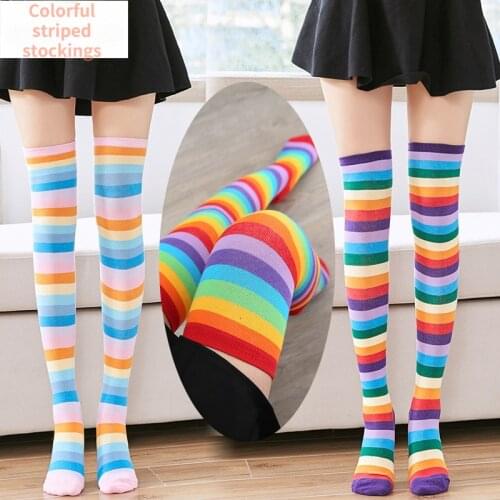 Black Striped Socks Women Funny Christmas Gifts Sexy Thigh High Nylon Long Stockings Cute Clothing Over Knee Socks For Girls