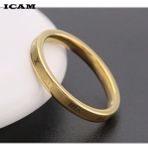 ICAM Europe Brand Roman Numerals Rings For Women Wedding Jewelry Stainless Steel Tail Rings