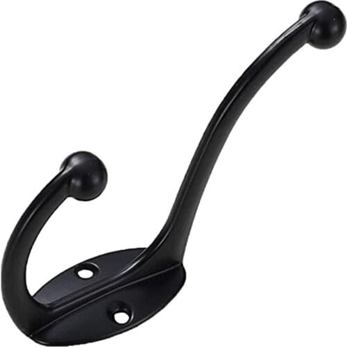 10 pcs of black coat hooks, heavy-duty hooks for hanging coats, double non-rusting hook wall-mounted