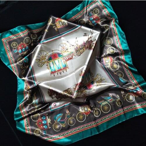 2020 90x90 Carriage Multipurpose women Silk twill scarf Satin square tie Hairband ladies foulard femme towel bufanda shawl