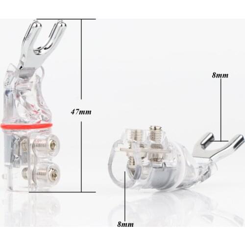 4Pcs hifi audio Y Spade plug pure copper Speaker Terminal Connector hi-end rhodium plated speaker cable connector adapter