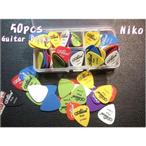 50pcs Alice Sandblast Matte Nylon Acoustic Electric Guitar Picks Plectrums+1 Plastic Picks Box Case Thickness&Color Assorted
