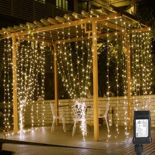 8 Modes Linkable 3x3M 300 LED Window Curtain String Light Home Garden Decorative Lights for Christmas Party Wedding Patio Lawn