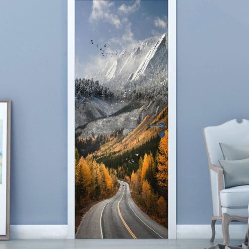 Australia Forest Road Scenery Wall Stickers Home Decoration DIY Door Stickers Bedroom Porch Art Mural Peel & Stick Wallpaper