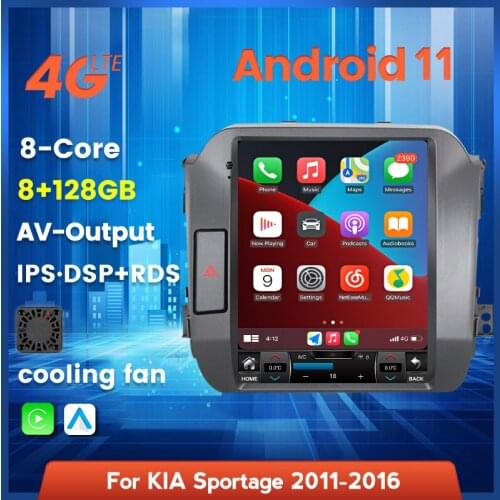 Tesla Style Android 11 Carplay Auto Car Radio Stereo for Kia Sportage R K3 2011-2016 Multimedia Player GPS Navigation 4G Lte DSP