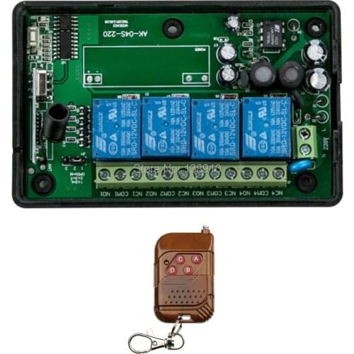 AC85V 250V 110V 220V 240V 4CH RF Wireless Remote Control Relay Switch Security System 1 x Receiver &1 x Transmitter 315/433MHZ