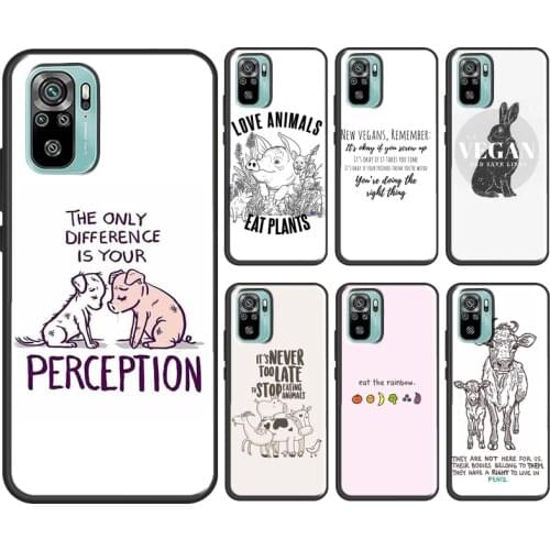 Love Animal Vegan Quotes For Xiaomi Redmi Note 10 7 8 9 Pro Note 9S 8T Case For Redmi 9A 8A 7A 9 9C 9T K40 Cover