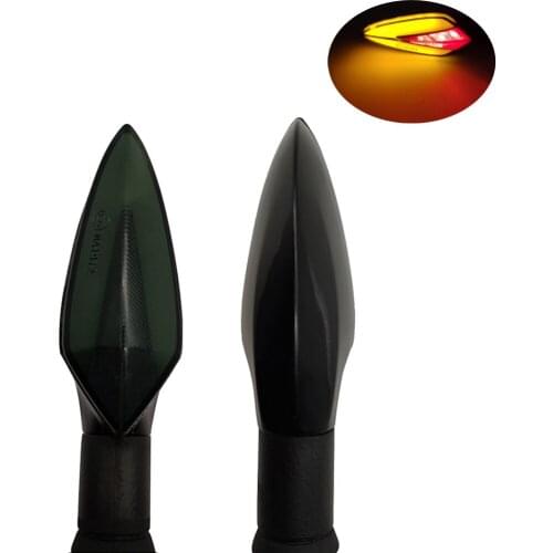 FEEDOPAL 2PCS Motorcycle Modification Parts 12V Red Amber Flowing Water Two-Color Turn Signal Light