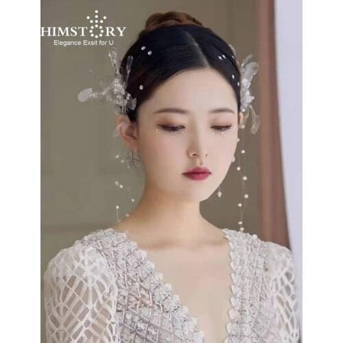 HIMSTORY Newest Handmade Clear Flower Hairpins Elegance Jewelries Accessories for Girls Wedding Party Evening Dress Hair Accesso
