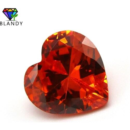 3x3~12x12mm Heart Cut Orange Color CZ Gems Stone 5A Loose Synthetic Cubic Zirconia Stone For Jewelry Free Shipping