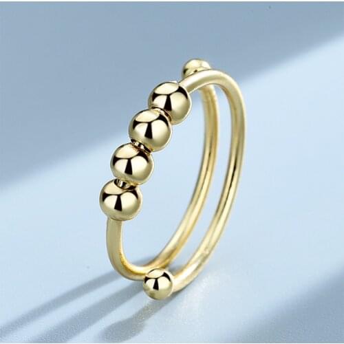 Round Beaded Ring Spinner Anti-anxiety Ring Rotatable Jewelry