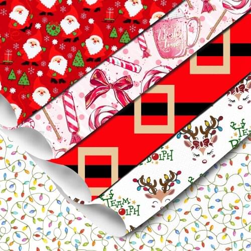 20*33cm Christmas Series Faux Synthetic Leather Sheets For Hair Bows Earrings Handbag DIY Glitter Fixed Vinyl