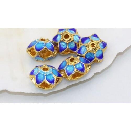 Fashion Wholesale Price Charms Gold-color Star Shape Hollow Cloisonne Accessories Spacers Beads 9mm 10pcs Findings B2498