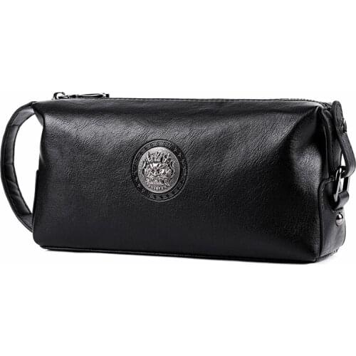 Men 's Handbag Clip Bag Soft Leather European and American Fashion Simple 2021 NEW Large Capacity Pure Color Casual