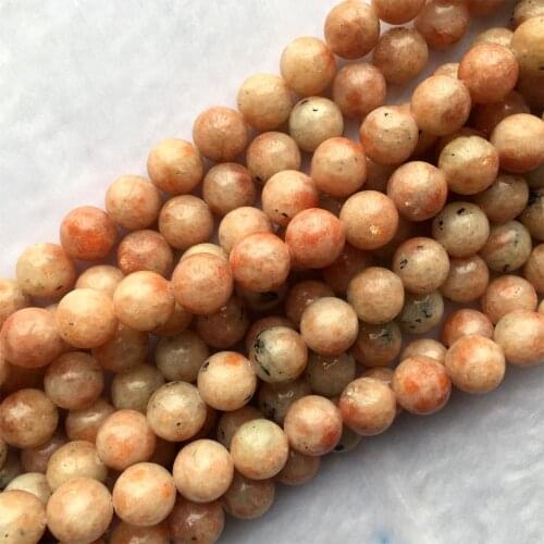 Real Genuine Natural Orangle Gold South Africa Sunstone Round Loose Gemstone Ball Big Beads 12-14mm 15" 06054