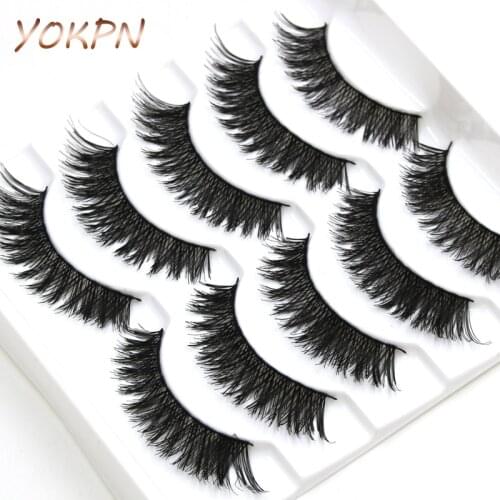 YOKPN Natural Cross Thick False Eyelashes Short Paragraph Daily Makeup False Eyelashes Naturally Cross False Eyelashes Makeup