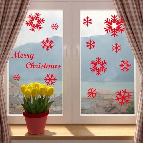 New Year Christmas Stickers Door Window Kids Bedroom Decorative Xmas White Red Snowflake DIY Decals Sticker For Home Shop Store