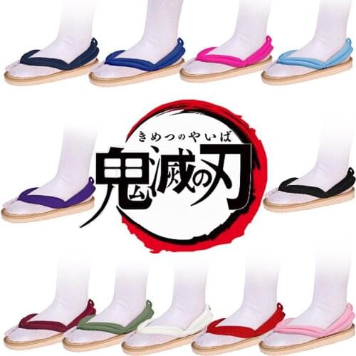 Cosplay Shoes Tanjirou Kamado 2021 Geta Clogs Demon Slayer:Kimetsu no Yaiba Sandals Shoes Agatsuma Zenitsu001 Flip Flops