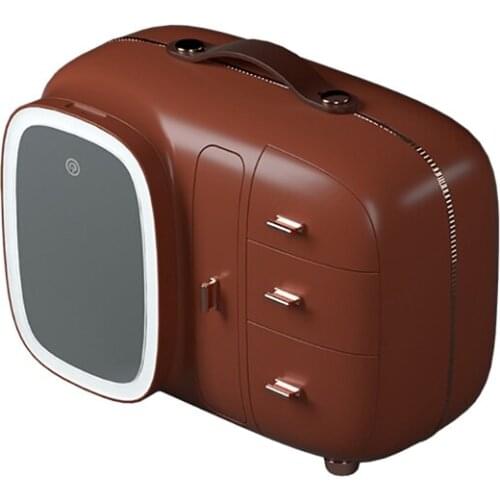 Makeup Organizer Box with LED Light Mirror Portable Travel Cosmetics Organizer Contact Light Storage Makeup Case