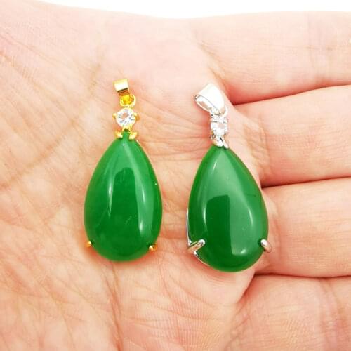 16X35MM Imitation Green Jades Teardrop Bead Pendant Gems 1PCS