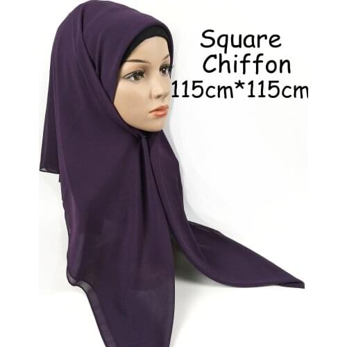 Plain Square Bubble Chiffon Instant Hijab Womens Head Scarf Shawl Muslim Popular Kerchief Solid Color Pashmina Stole 115*115cm