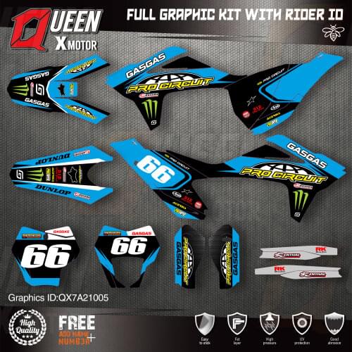 QUEEN X MOTOR Custom Team Graphics Backgrounds Decals 3M Stickers Kit For GASGAS 2021 2022 2023 EC MC 005