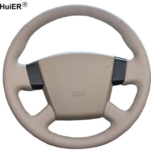 Hand Sewing Car Steering Wheel Cover Beige For Old Nissan Teana 2003 2004 2005 2006 2007 2008 Renault Samsung SM5 Funda Volante