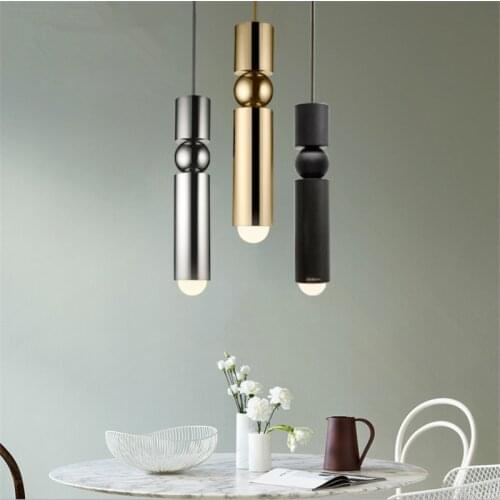 SANBUGM Nordic modern pendant lights plated gold silver iron creative hanging lamp dining living room bedroom balcony light