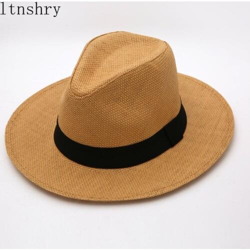 New 2021 Top Quality Women Man Straw Hat Sun Hat Wide Brim Beach Foldable Cap Big Bone Men Plus Size Fedora Hat Sunscreen