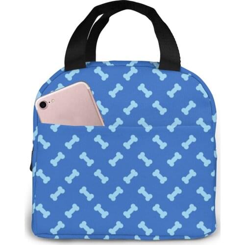 Cute Bones Lunch Bag Portable Insulated Thermal Cooler Bento Lunch Box Tote Picnic Storage Bag Pouch
