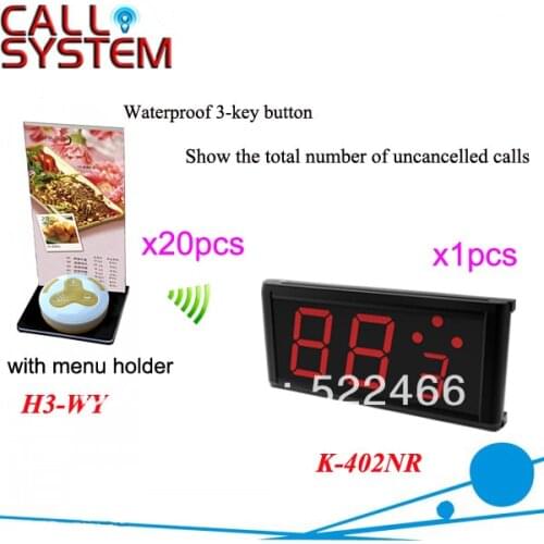 Calling Electronic System K-402NR+H3-WY for restaurant service with call button and led display