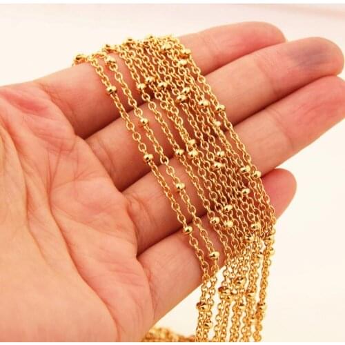 Granny Chic 10/20/50pcs Gold Silver Stainless Steel Ball Bead Chain Men Necklace Wholesale Jewelry Pendant Accessories 2mm 7-40"