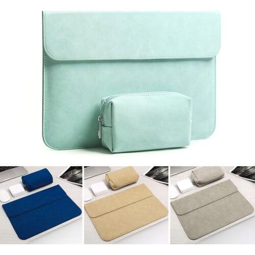 PU Laptop Sleeve Bag with Charger Pouch Case for Apple Macbook Samsung Huawei Xiaomi HP Acer Lenovo Dell Sony 15inch Laptop Bag