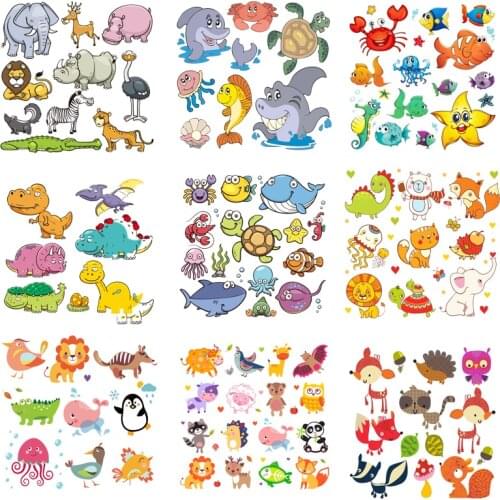 Iron on Transfer for Clothing Thermoadhesive Patches Animals Stickers Diy Cute Patch Fusible Pvc Stripes Appliques for Clothes A