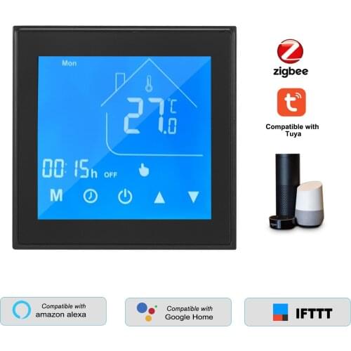 Tuya Zigbee Smart Thermostat Temperature Controller LCD Display Week Programmable for Water/Gas Boiler Tuya APP Compwith Alexa