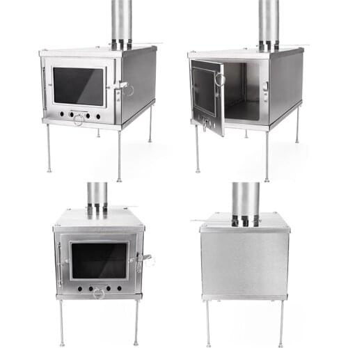 Titanium Wood Stove Camping Tent Heating Stove Barbecue Tent Smoke Window Stove