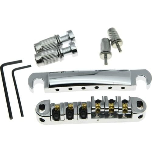 KAISH LP Tune-o-matic Roller Saddle Bridge Tailpiece Stopbar Set for LP Chrome