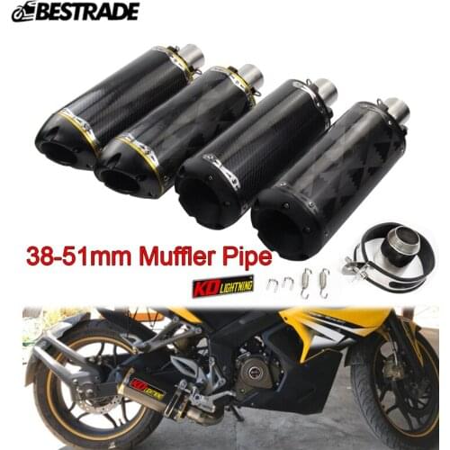 38-51MM Universal Motorcycle Muffler Tips Exhaust Pipe Carbon Fiber Aluminum Alloy Tail Pipe for Street Bike Exhaust Slip On 51